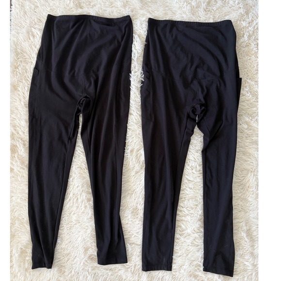 Maternity Leggings Activewear Workout Yoga Pants with Pockets Black M - Picture 1 of 6